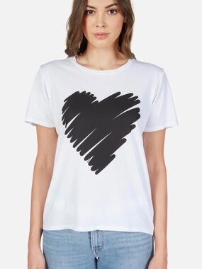 LAUREN MOSHI CROFT SCRIBBLE HEART TEE SHIRT SIZE M $110